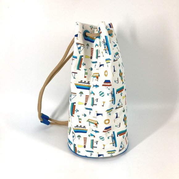HERMES marine print Petit Chartier Drawstring Shoulder Bag - Picture 10 of 16